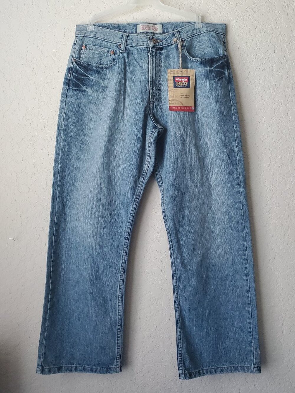 NWT Wrangler Jeans Co Relaxed Fit Bootcut Jeans 36x30 Acid Wash Blue Denim